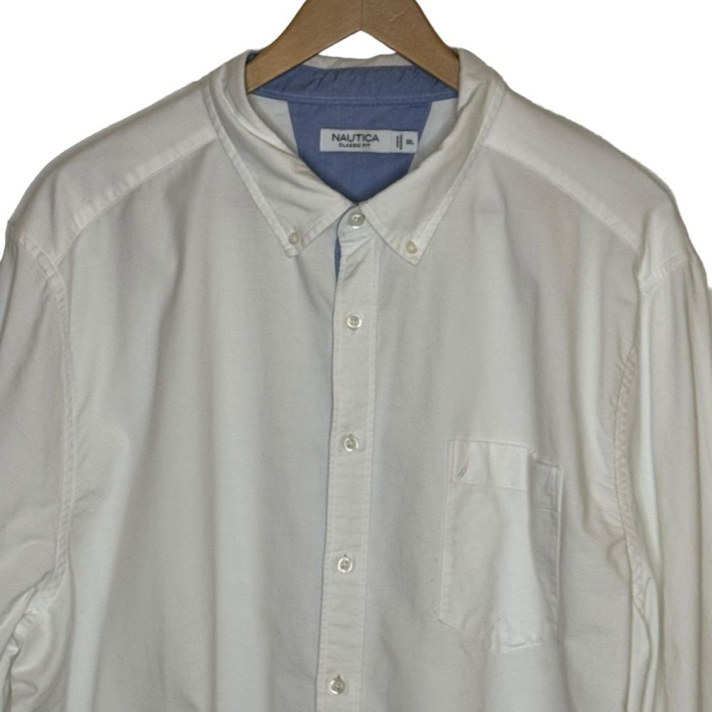 Nautica Men's White Classic Fit Button Up Long Sleeve Shirt Size 3XL